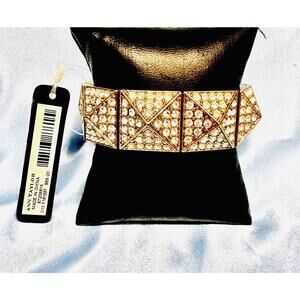 Ann Taylor NWT Gold Tone Rhinestone Pyramid Square Expanding Bracelet